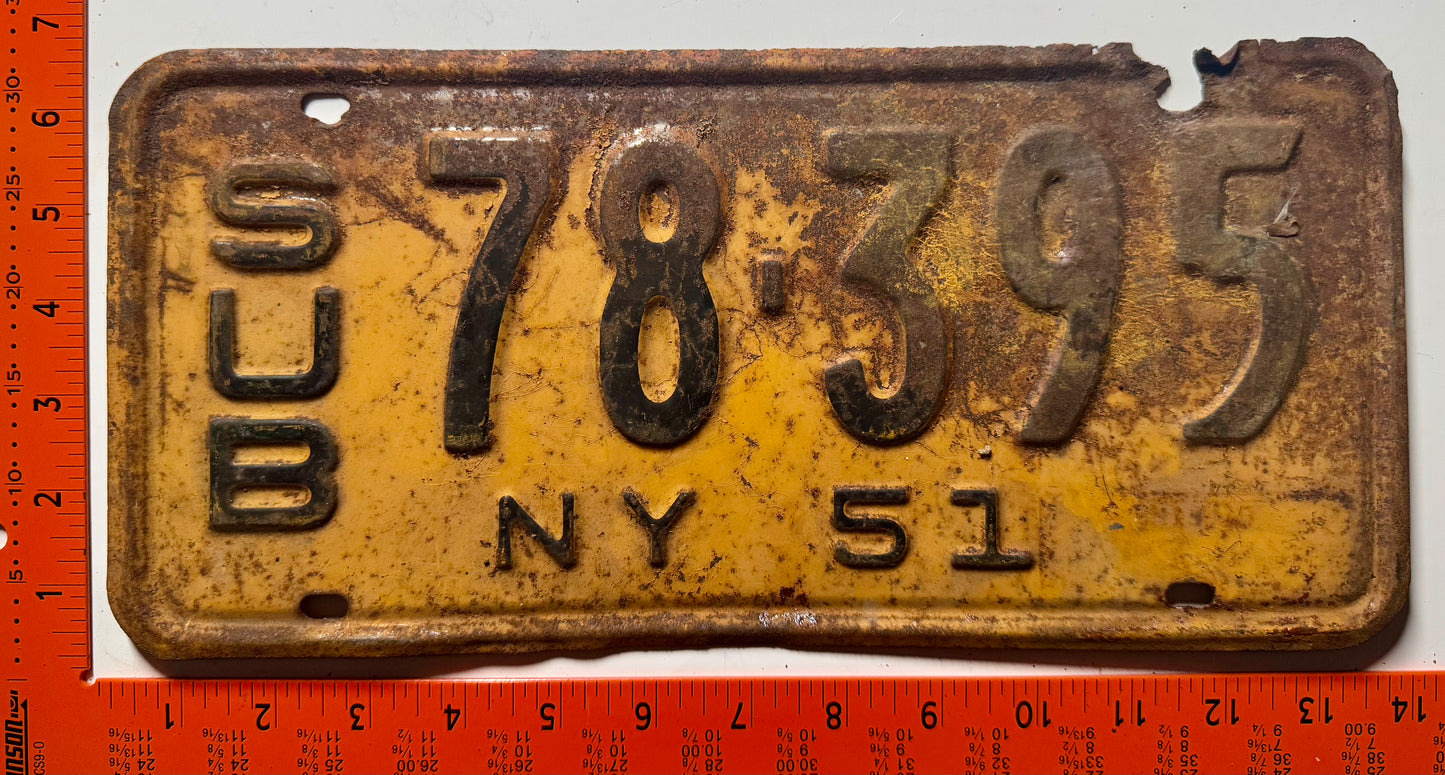 1951 New York #78-395 Suburban License Plate
