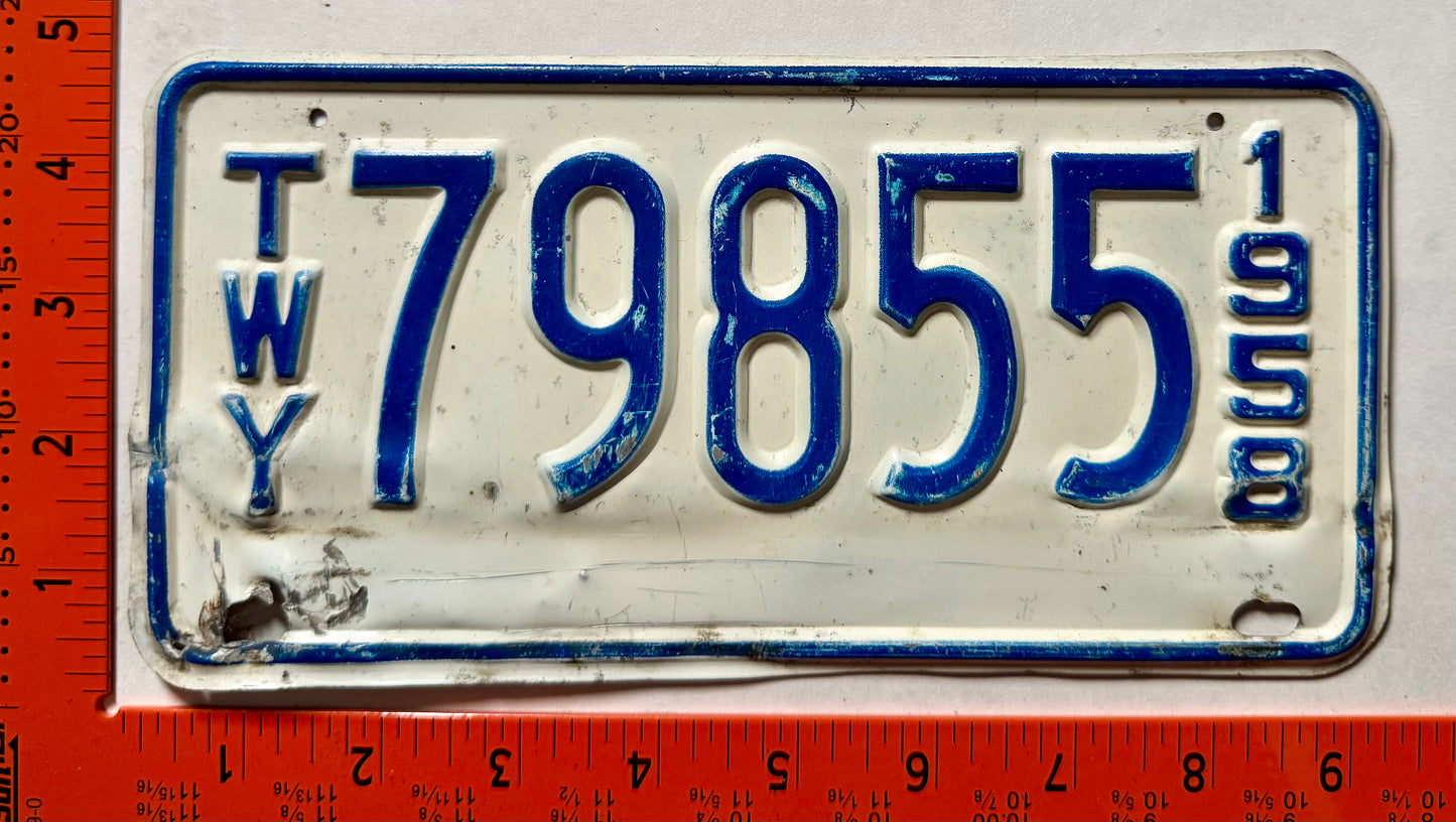 1958 New York #79855 Thruway Toll License Plate