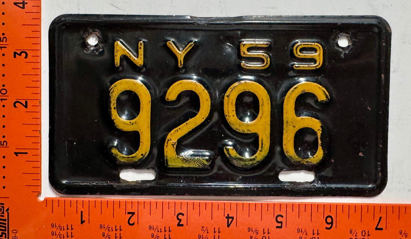 1959 New York #9296 Motorcycle License Plate