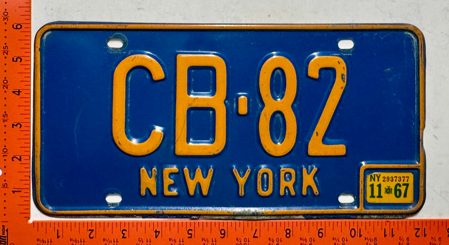 1967 New York #CB-82 Passenger License Plate