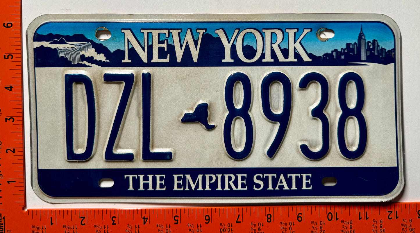 2001 base New York #DZL-8938 Passenger License Plate