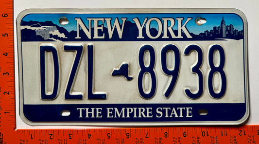 2001 base New York #DZL-8938 Passenger License Plate