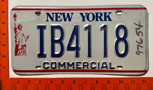 1986 base New York #IB4118 Commercial License Plate