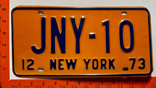 1973 New York #JNY-10 Civil Court Judge License Plate