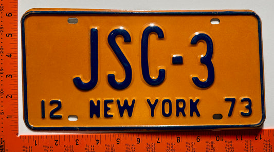 1973 New York #JSC-3 Supreme Court Judge License Plate