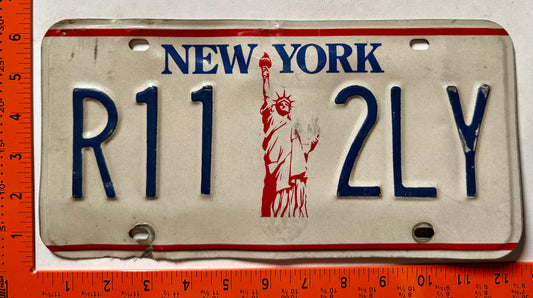 1986 base New York #R11 2LY Passenger License Plate