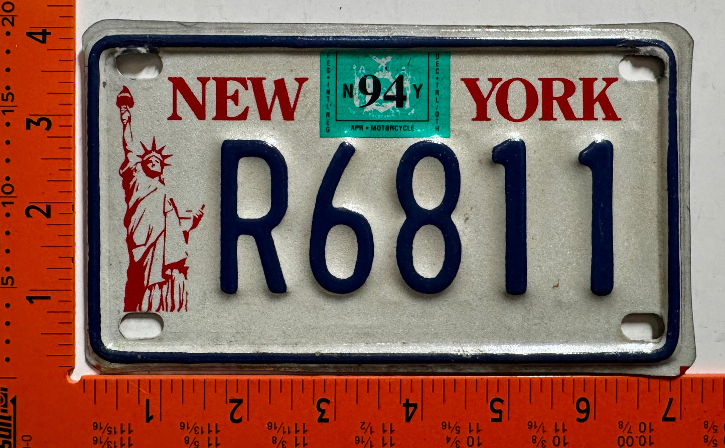 1994 New York #R6811 Motorcycle License Plate