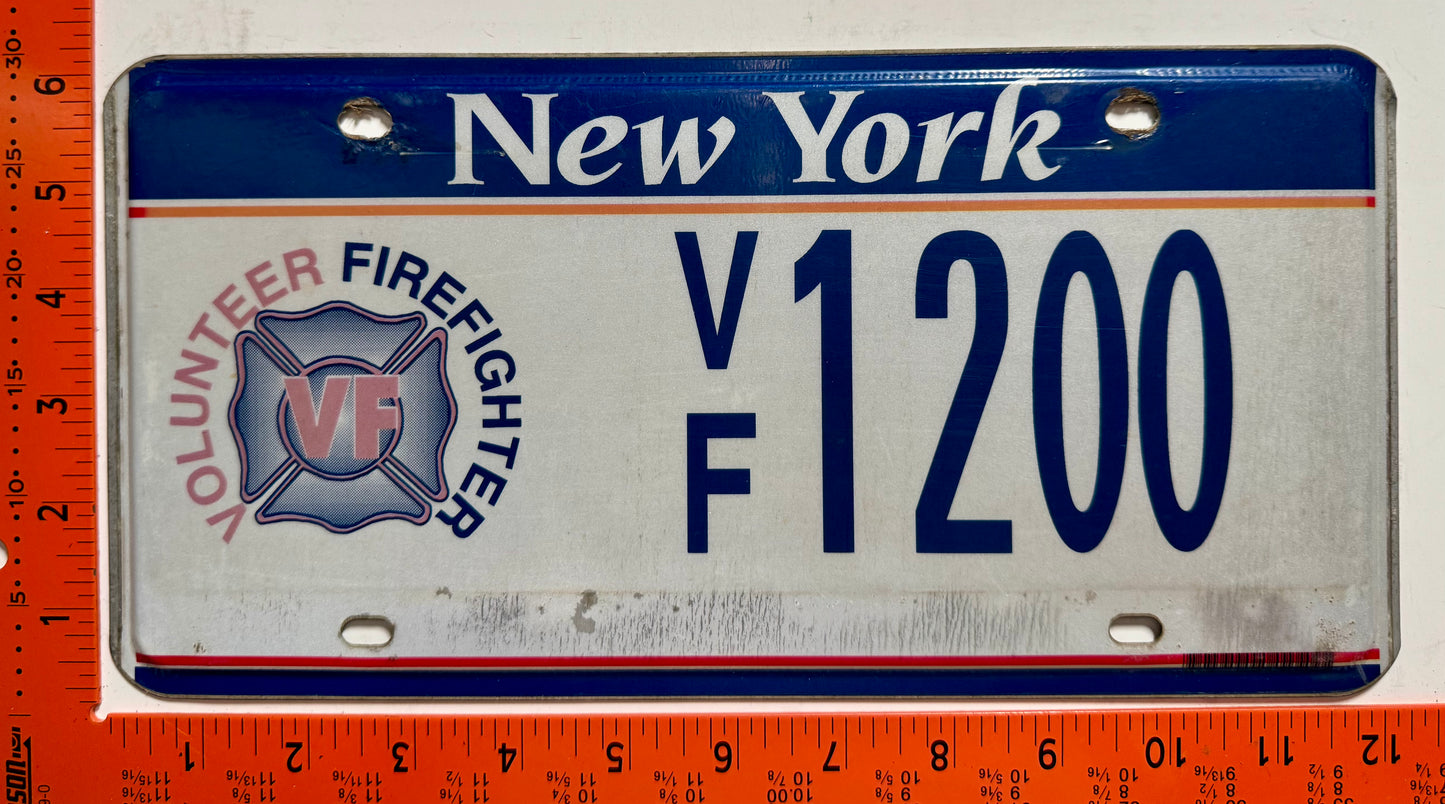undated New York #V/F 1200 Volunteer Firefighter License Plate