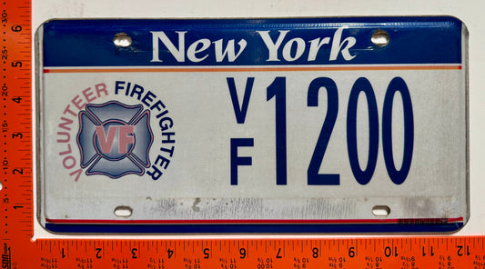 undated New York #V/F 1200 Volunteer Firefighter License Plate