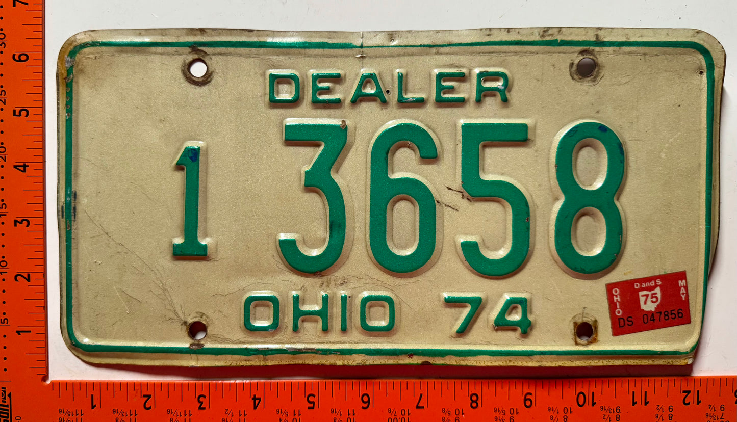 1975 Ohio #1 3658 Dealer License Plate