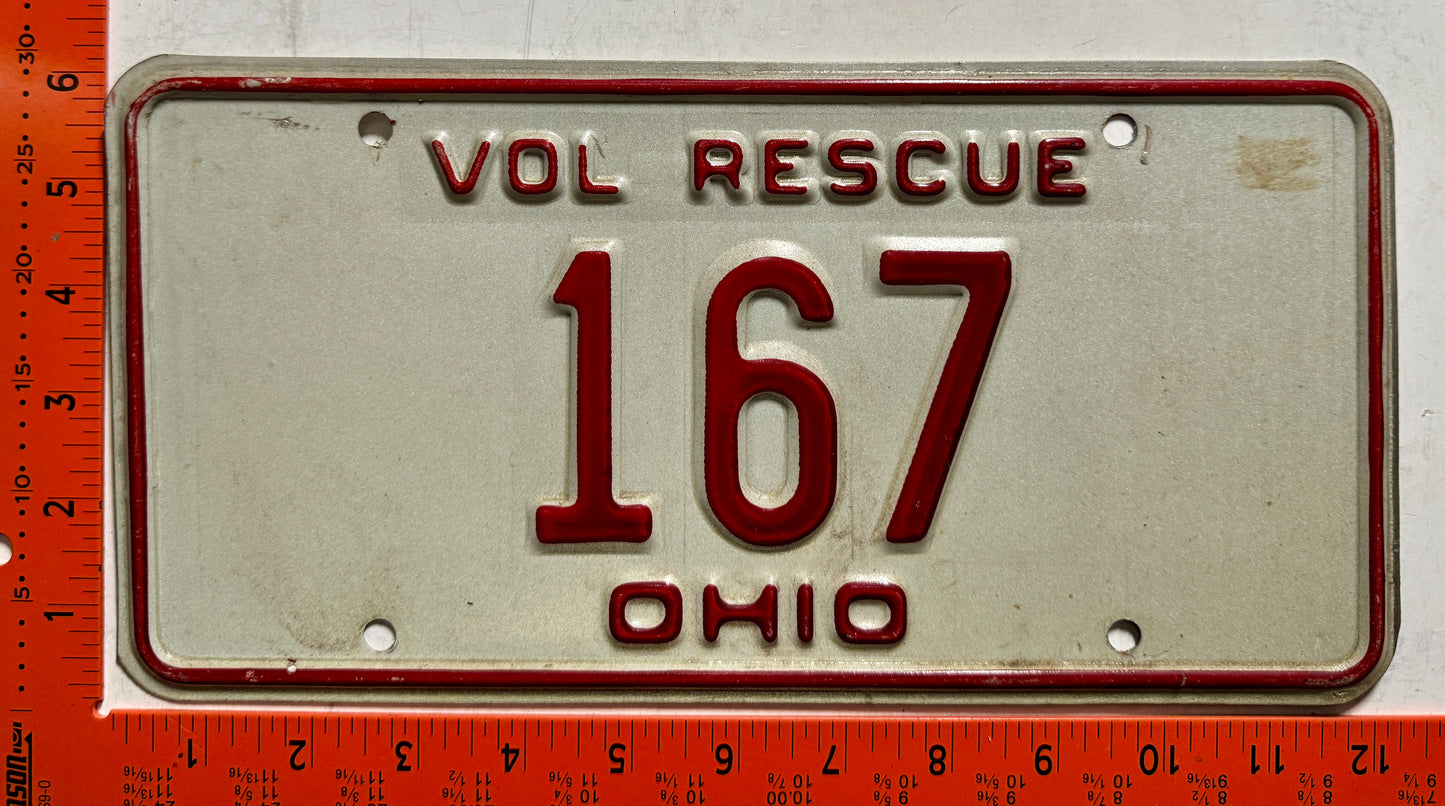 1979/1980 Ohio #167 Volunteer Rescue License Plate