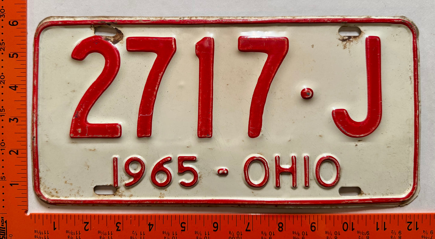 1965 Ohio #2717-J Passenger License Plate