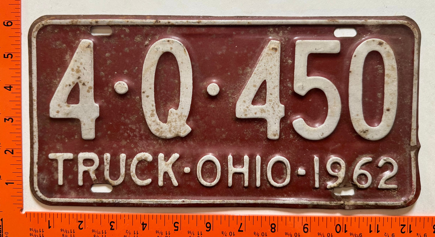 1962 Ohio #4-Q-450 Truck License Plate