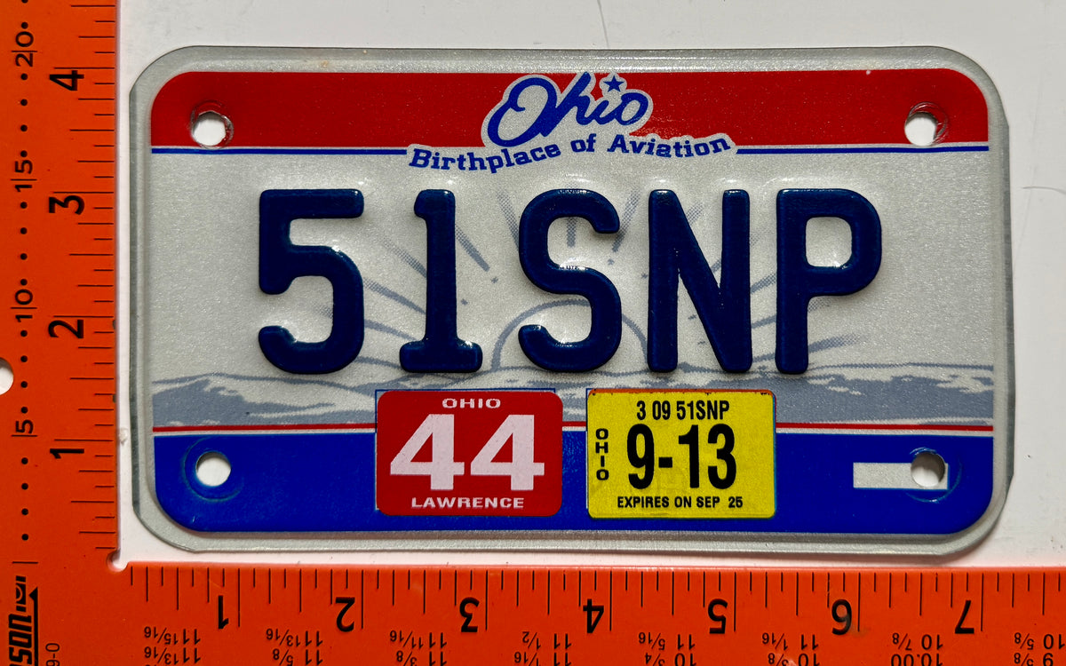2013 Ohio #51SNP Motorcycle License Plate
