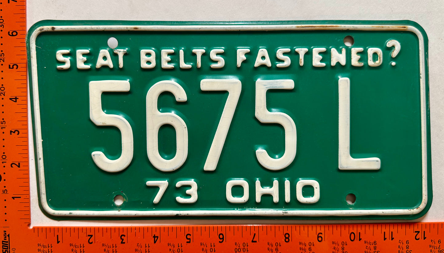 1973 Ohio #5675 L Passenger License Plate