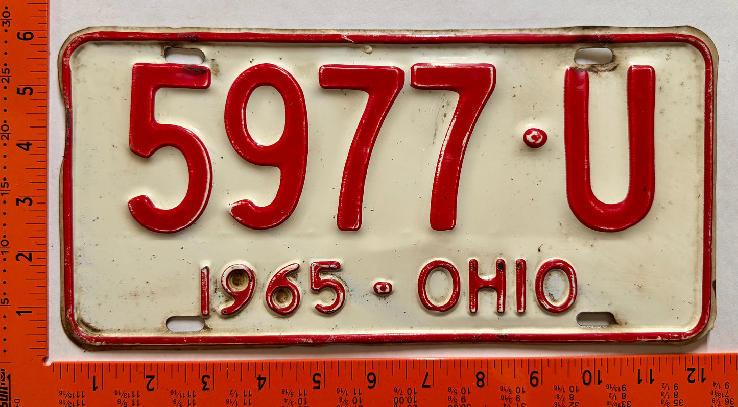 1965 Ohio #5977-U Passenger License Plate