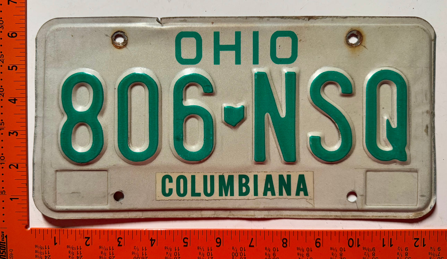 undated Ohio #806-NSQ Passenger License Plate