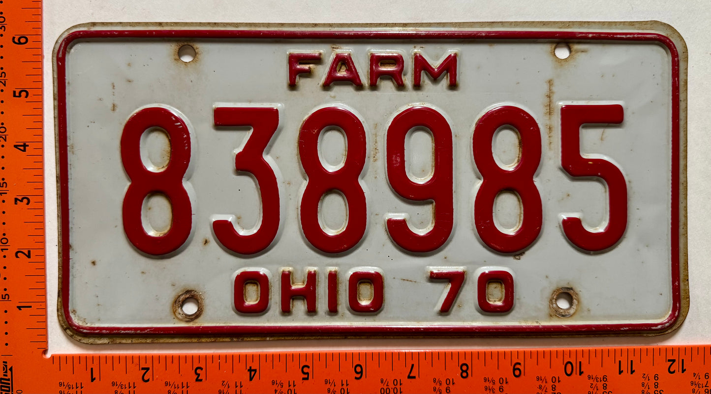 1970 Ohio #838985 Farm License Plate