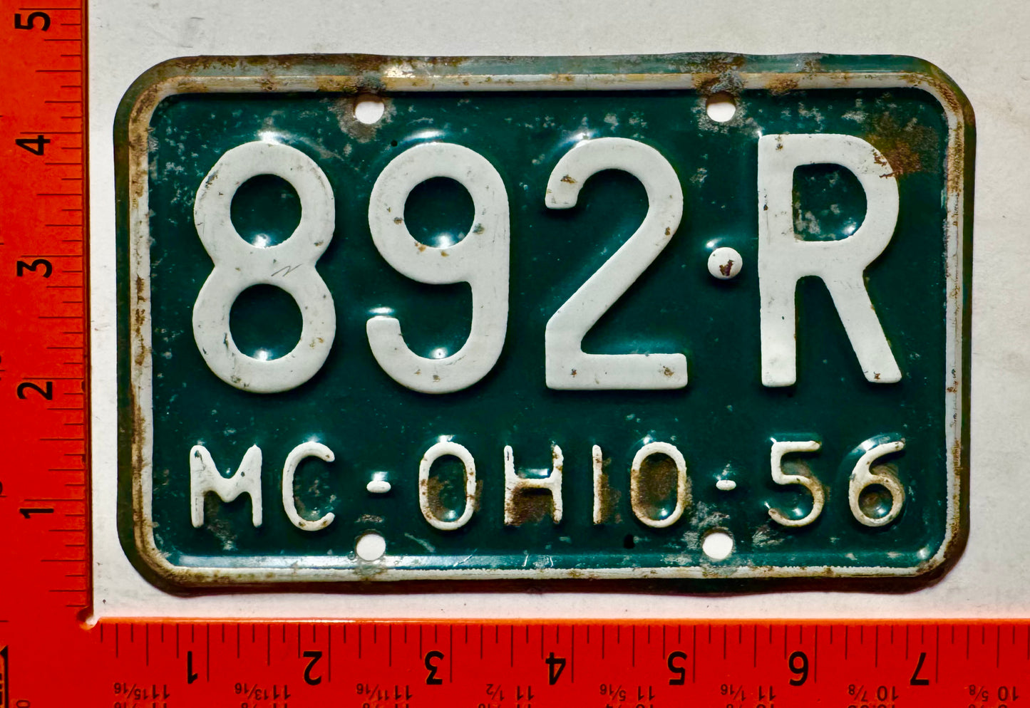 1956 Ohio #892 R Motorcycle License Plate