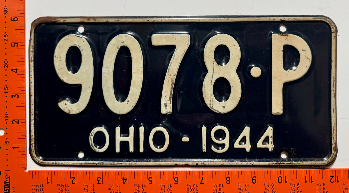 1944 Ohio #9078-P Passenger License Plate