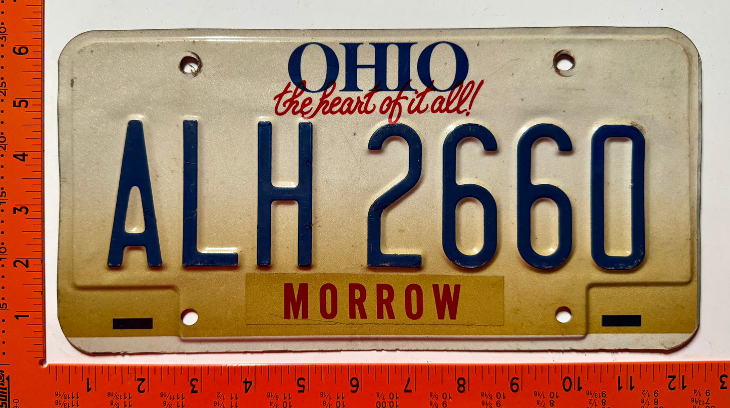 undated Ohio #ALH 2660 Passenger License Plate