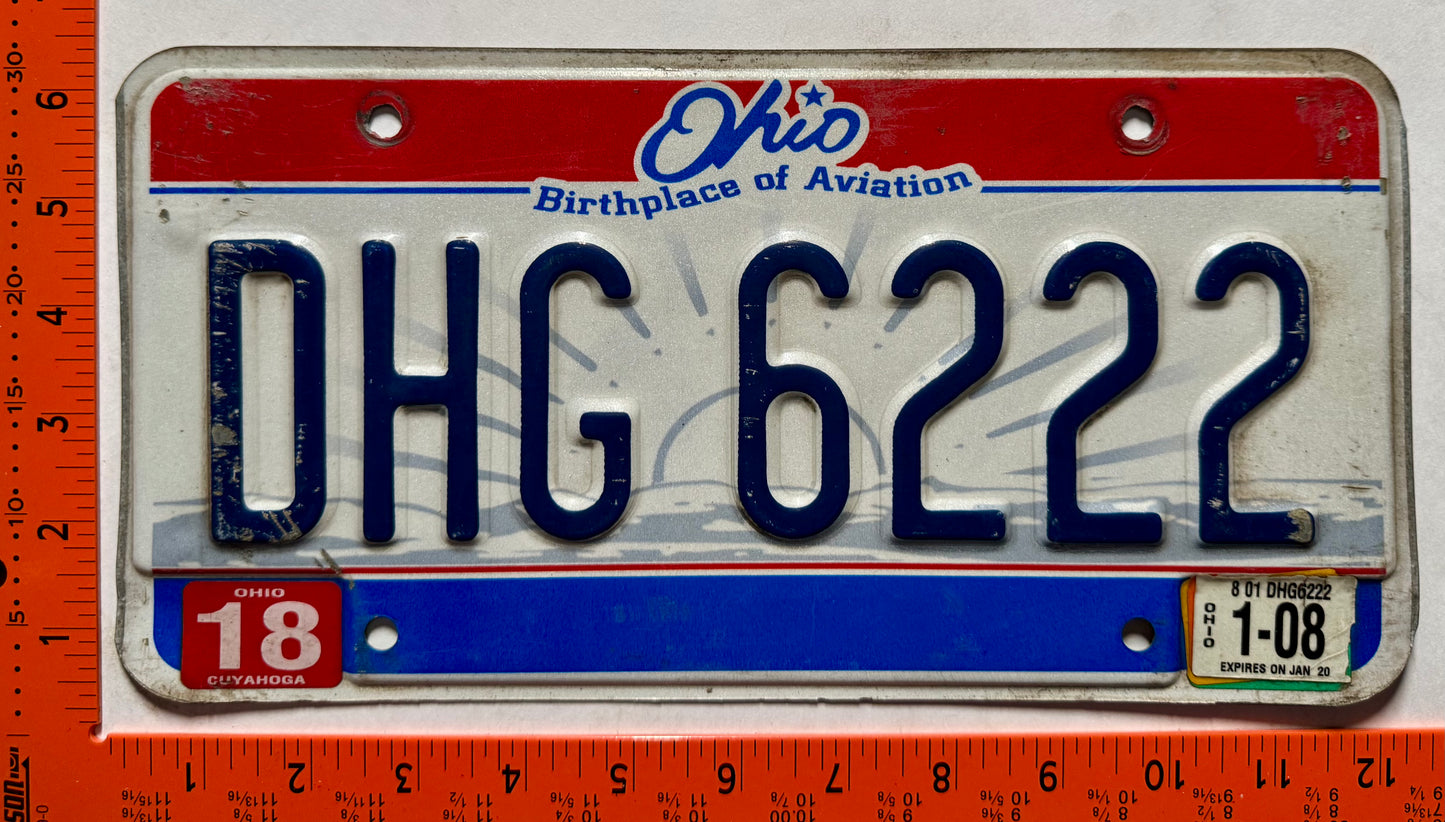 2008 Ohio #DHG 6222 Passenger License Plate