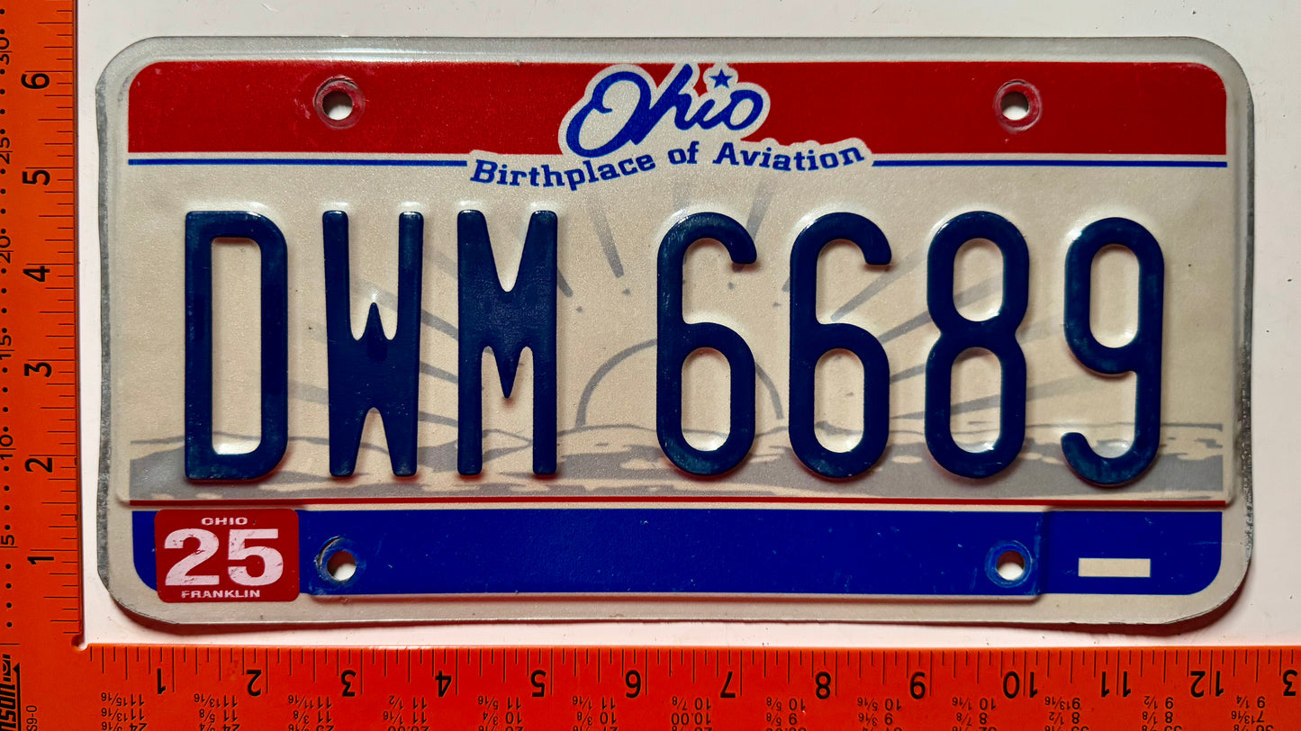 undated Ohio #DWM 6689 Passenger License Plate