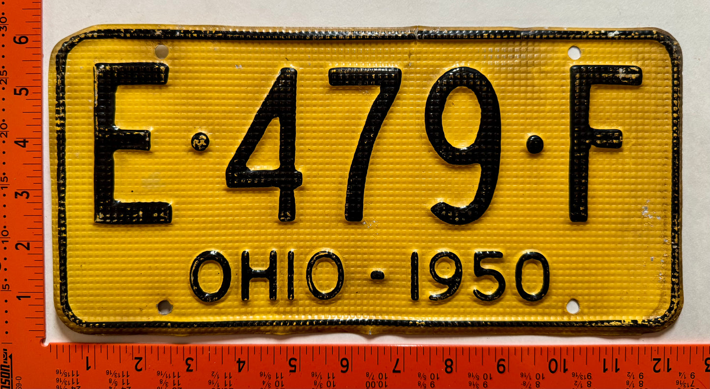 1950 Ohio #E-479-F Passenger License Plate
