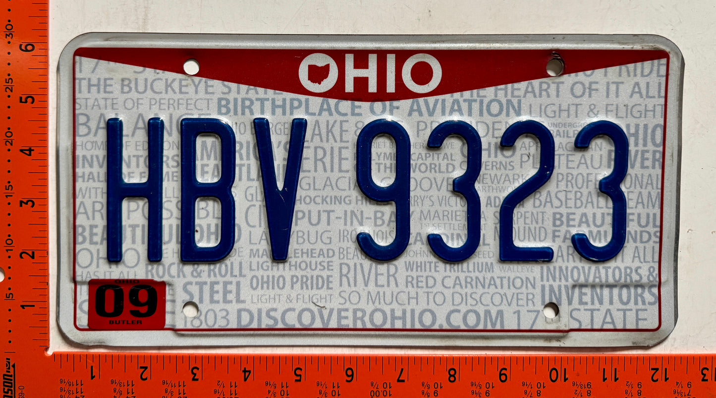 undated Ohio #HBV 9323 Passenger License Plate