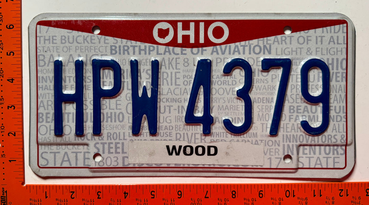 undated Ohio #HPW 4379 Passenger License Plate