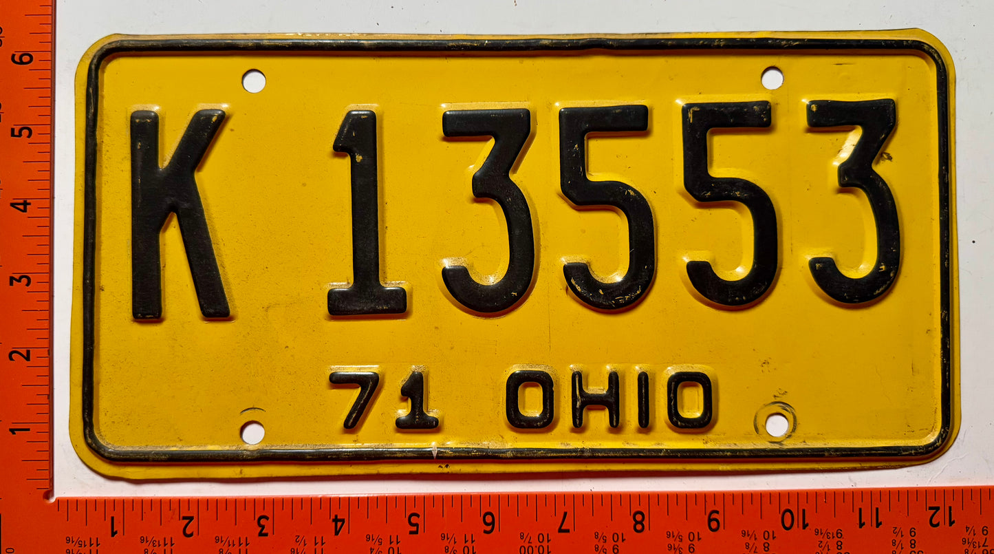 1971 Ohio #K 13553 Passenger License Plate