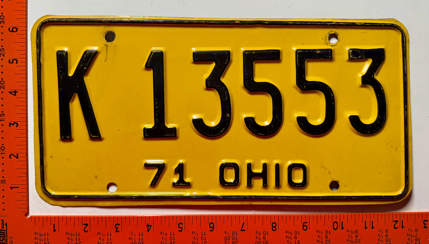 1971 Ohio #K 13553 Passenger License Plate