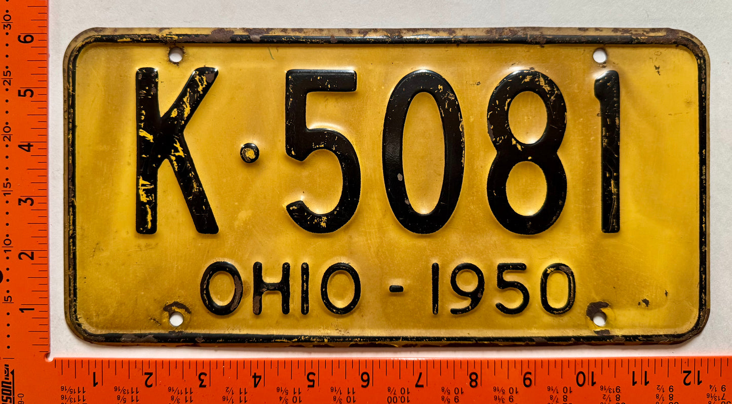1950 Ohio #K-5081 Passenger License Plate
