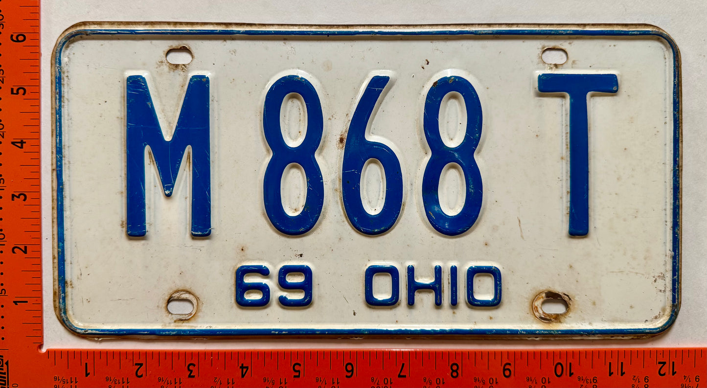 1969 Ohio #M 868 T Passenger License Plate