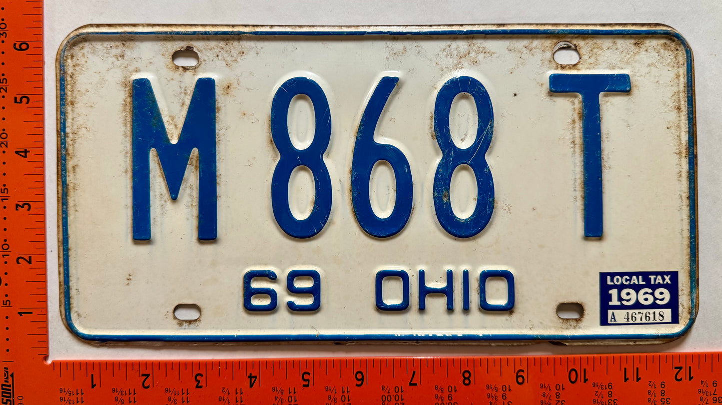 1969 Ohio #M 868 T Passenger License Plate