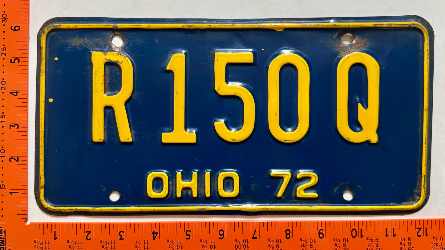 1972 Ohio #R 150 Q Passenger License Plate