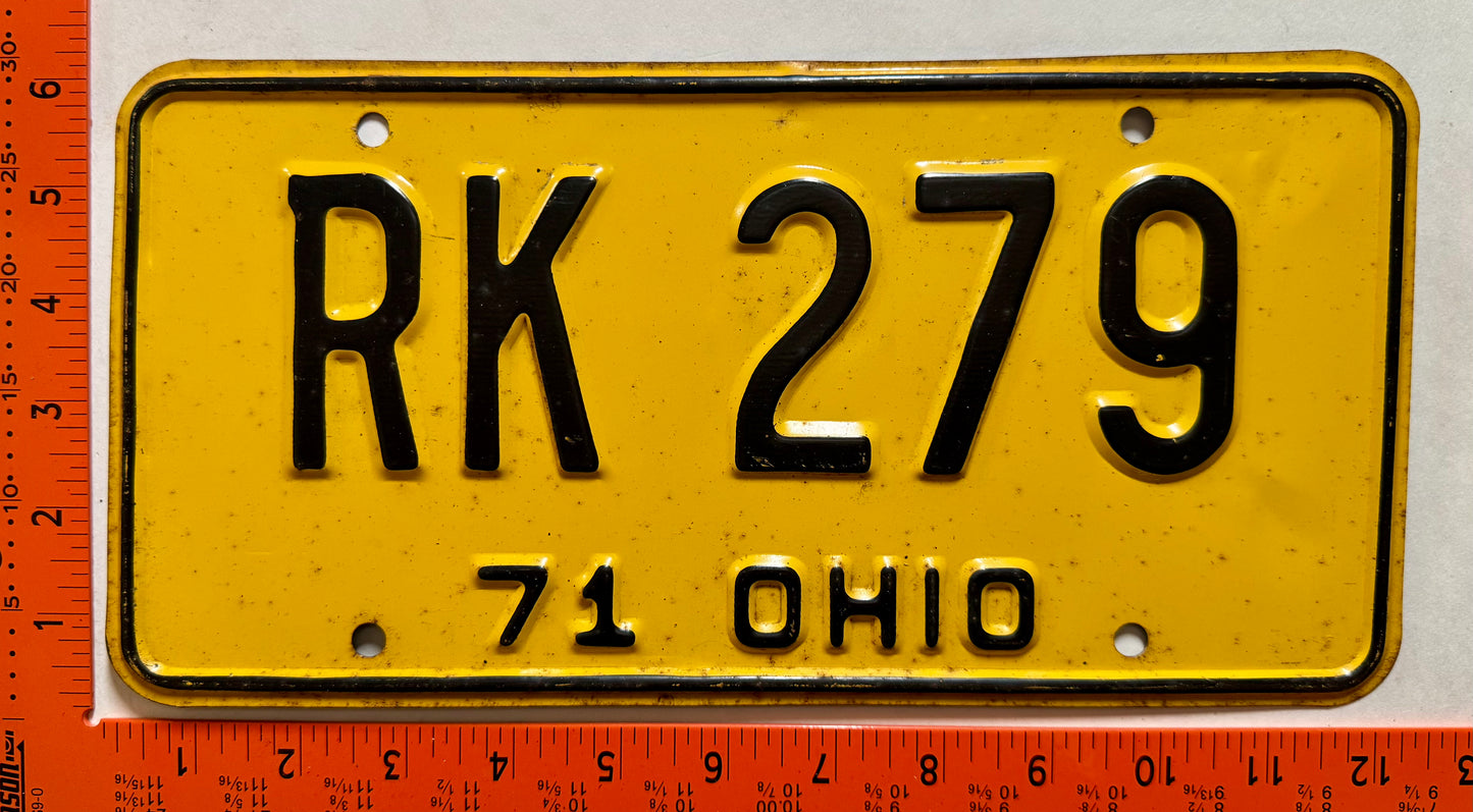 1971 Ohio #RK 279 Passenger License Plate