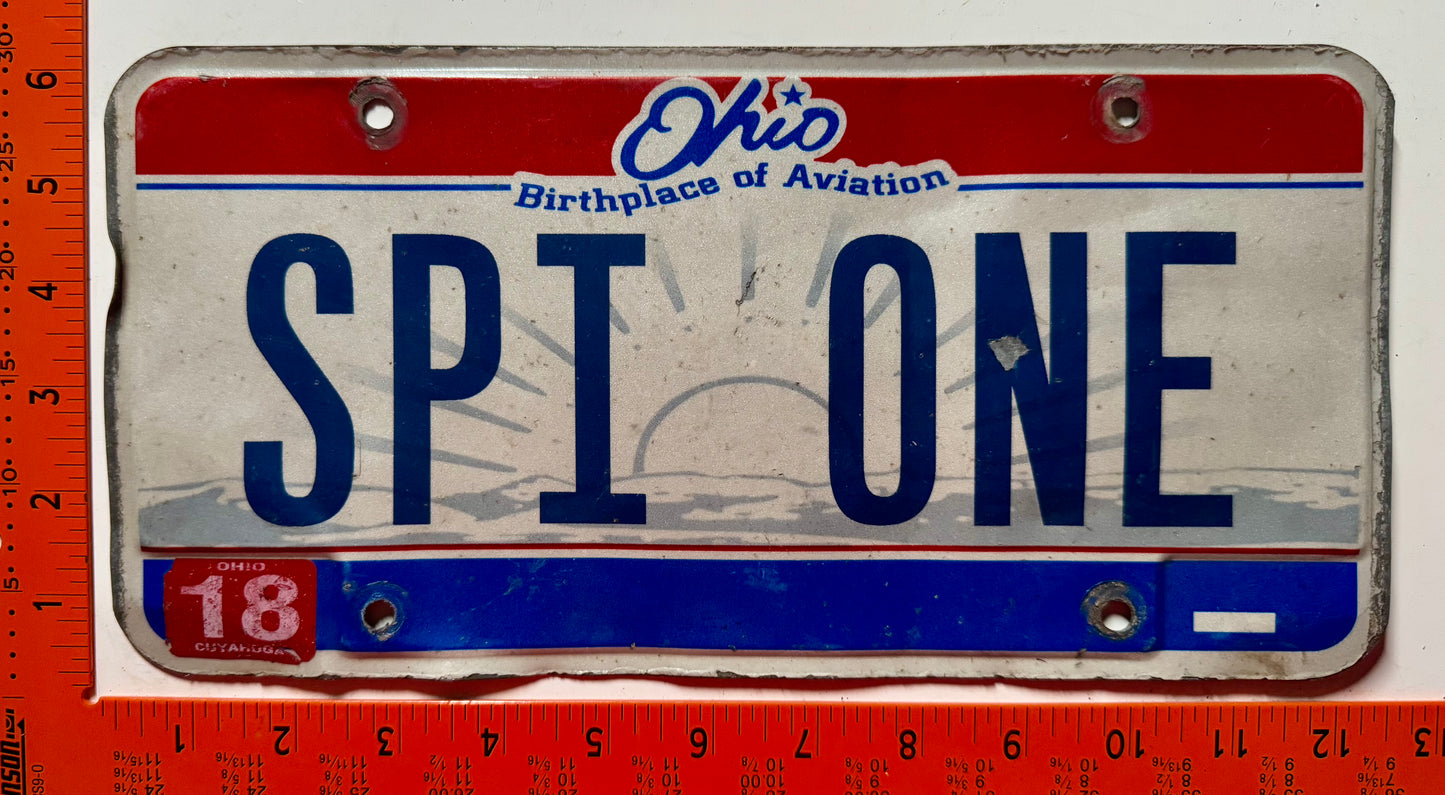 undated Ohio #SPI ONE Passenger Vanity License Plate