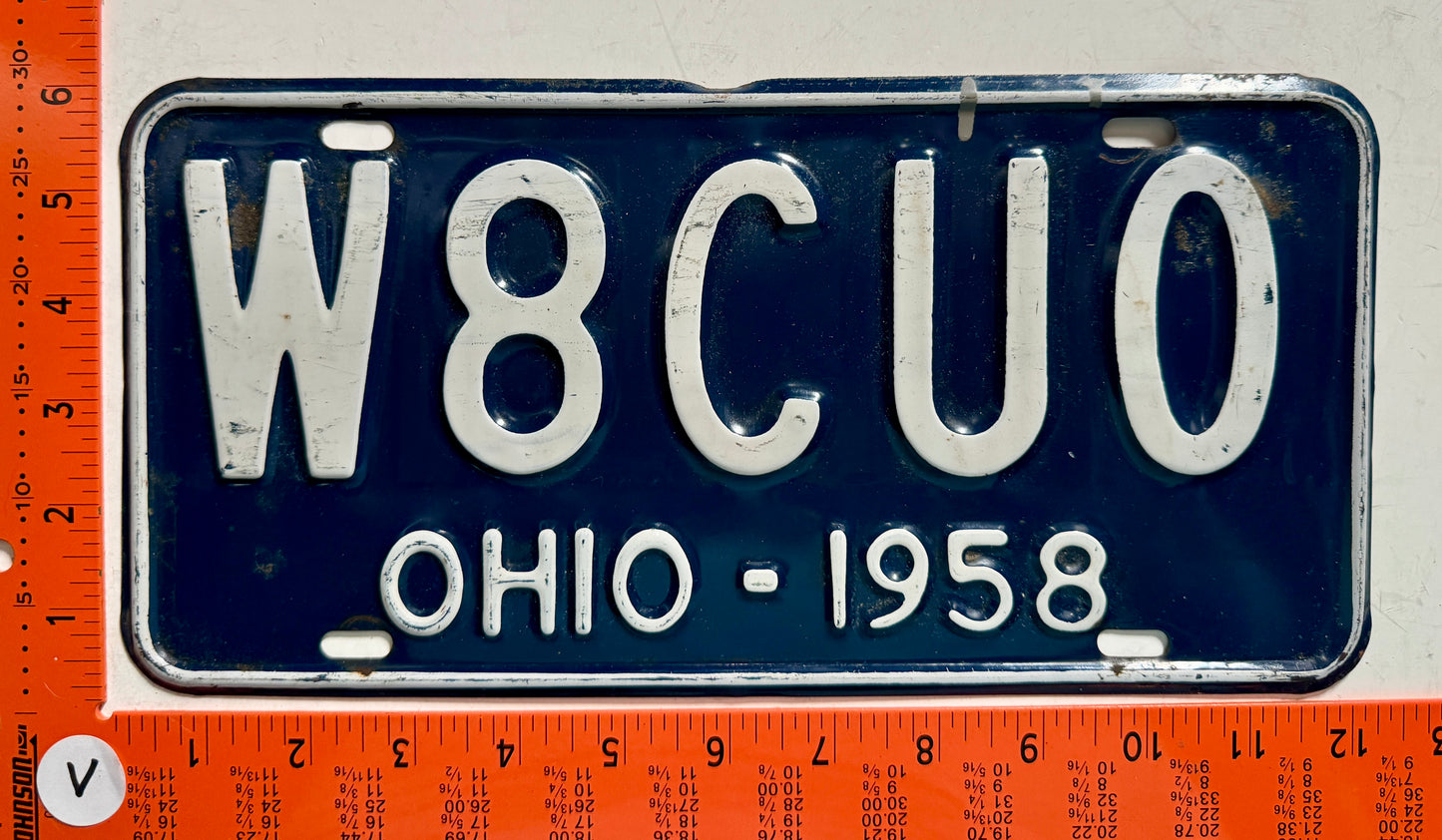 1958 Ohio #W8CUO Amateur Radio License Plate