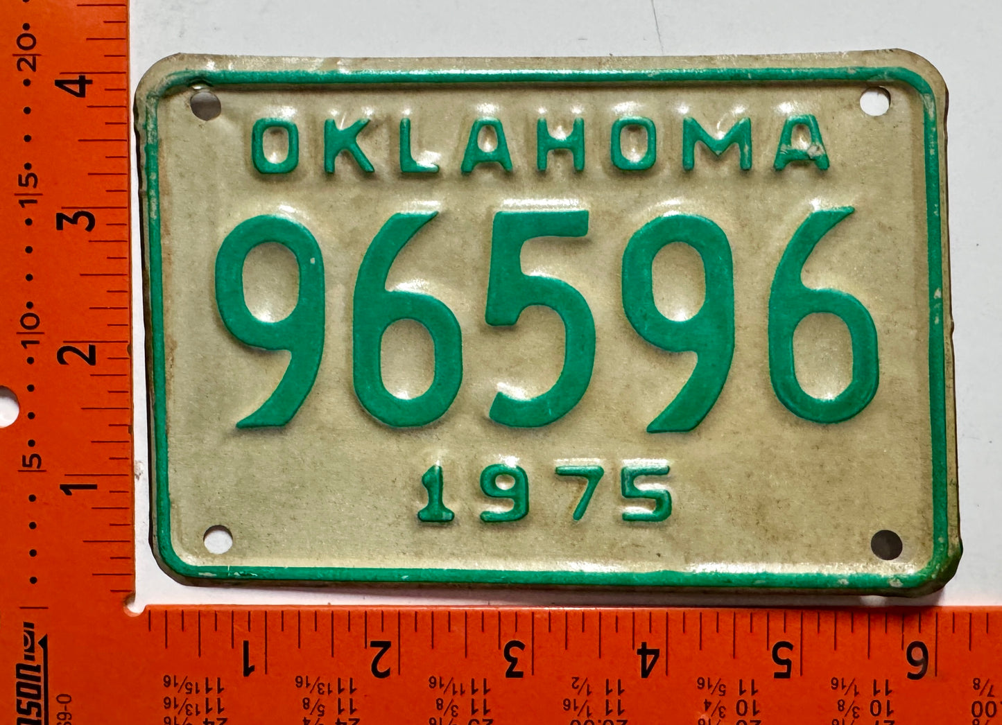 1975 Oklahoma #96596 Motorcycle License Plate