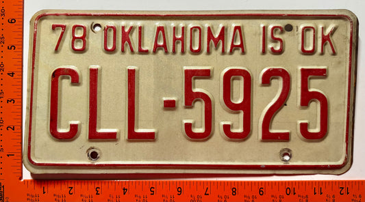 1978 Oklahoma #CLL-5925 Passenger License Plate