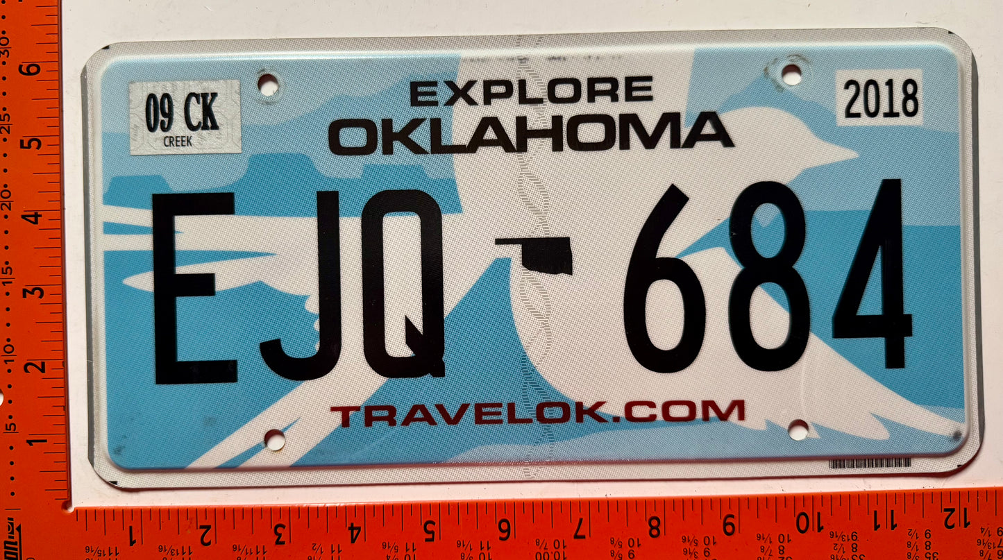 2018 Oklahoma #EJQ-684 Passenger License Plate