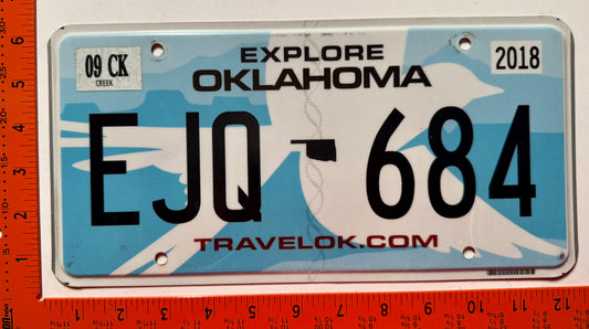 2018 Oklahoma #EJQ-684 Passenger License Plate