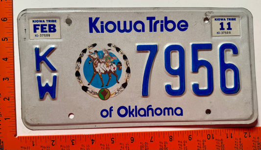 2011 Kiowa Tribe, Oklahoma #K/W 7956 Passenger License Plate