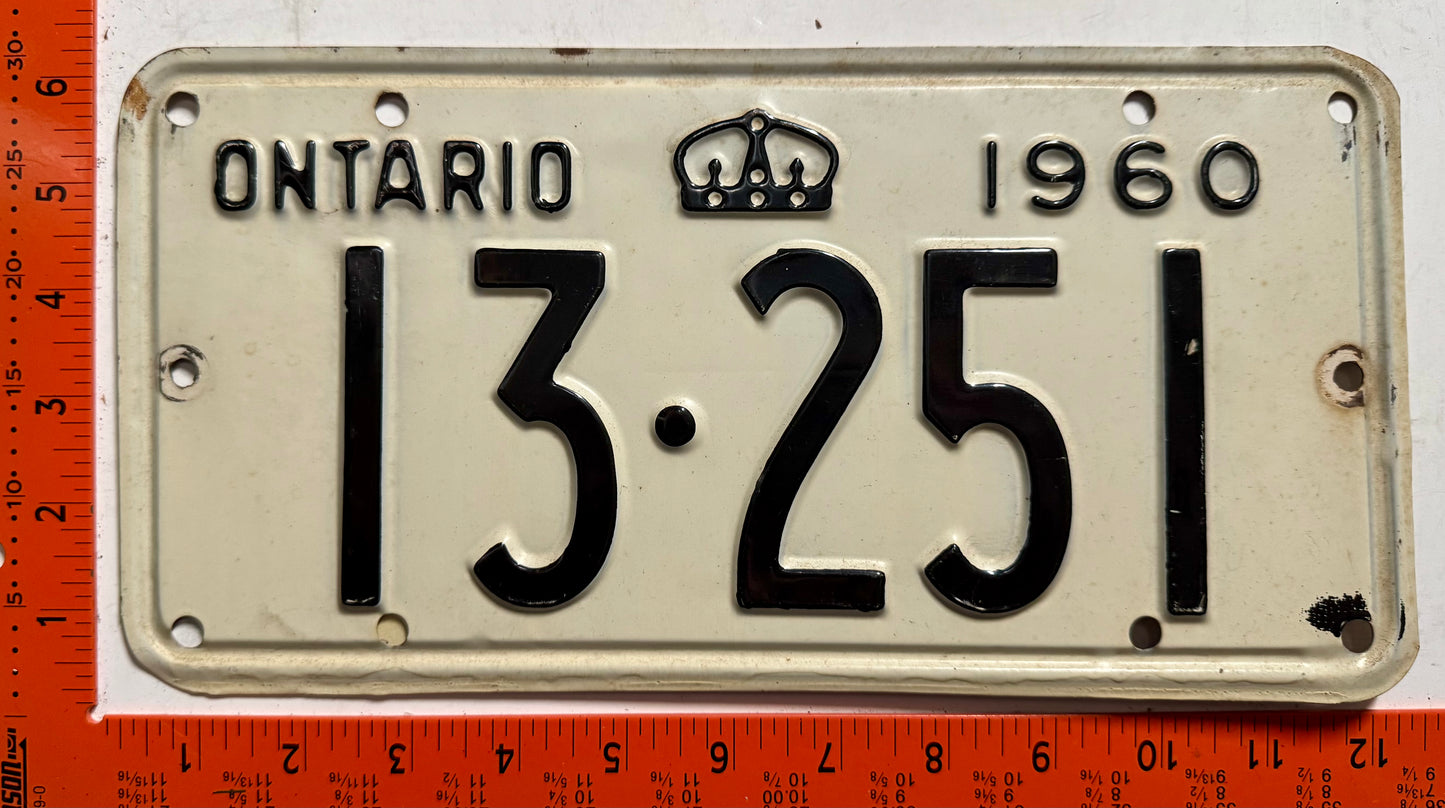 1960 Ontario #13-251 Passenger License Plate