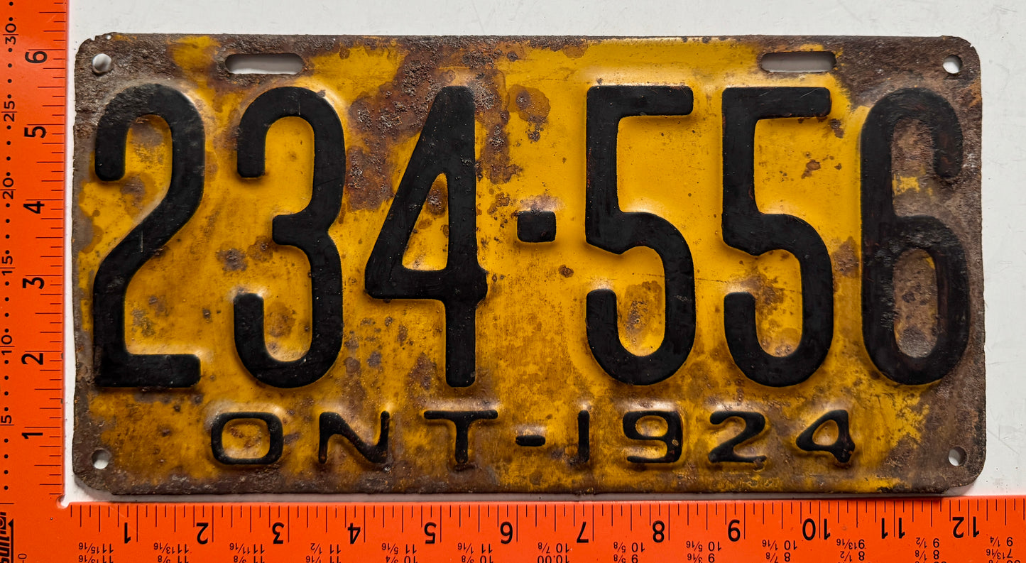 1924 Ontario #234-556 Passenger License Plate