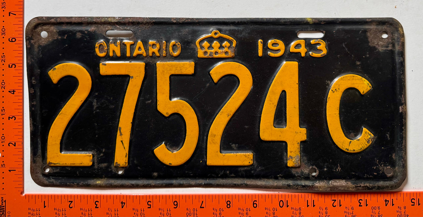 1943 Ontario #27524C Commercial License Plate