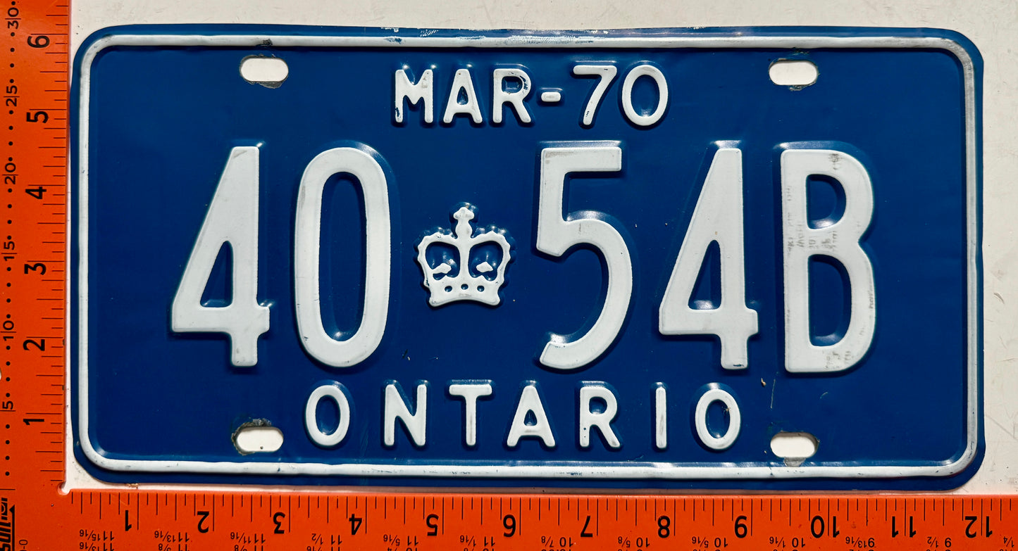 1970 Ontario #40-54B Commercial License Plate