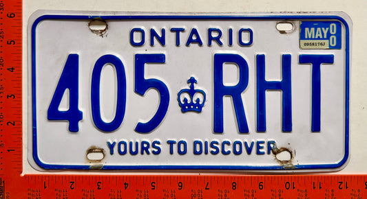 2000 Ontario #405 RHT Passenger License Plate