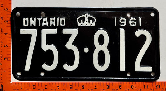 1961 Ontario #753-812 Passenger License Plate